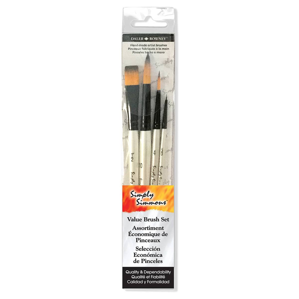 Robert Simmons Simply Simmons Brush Set, Watercolor Synthetic, 4-Brushes