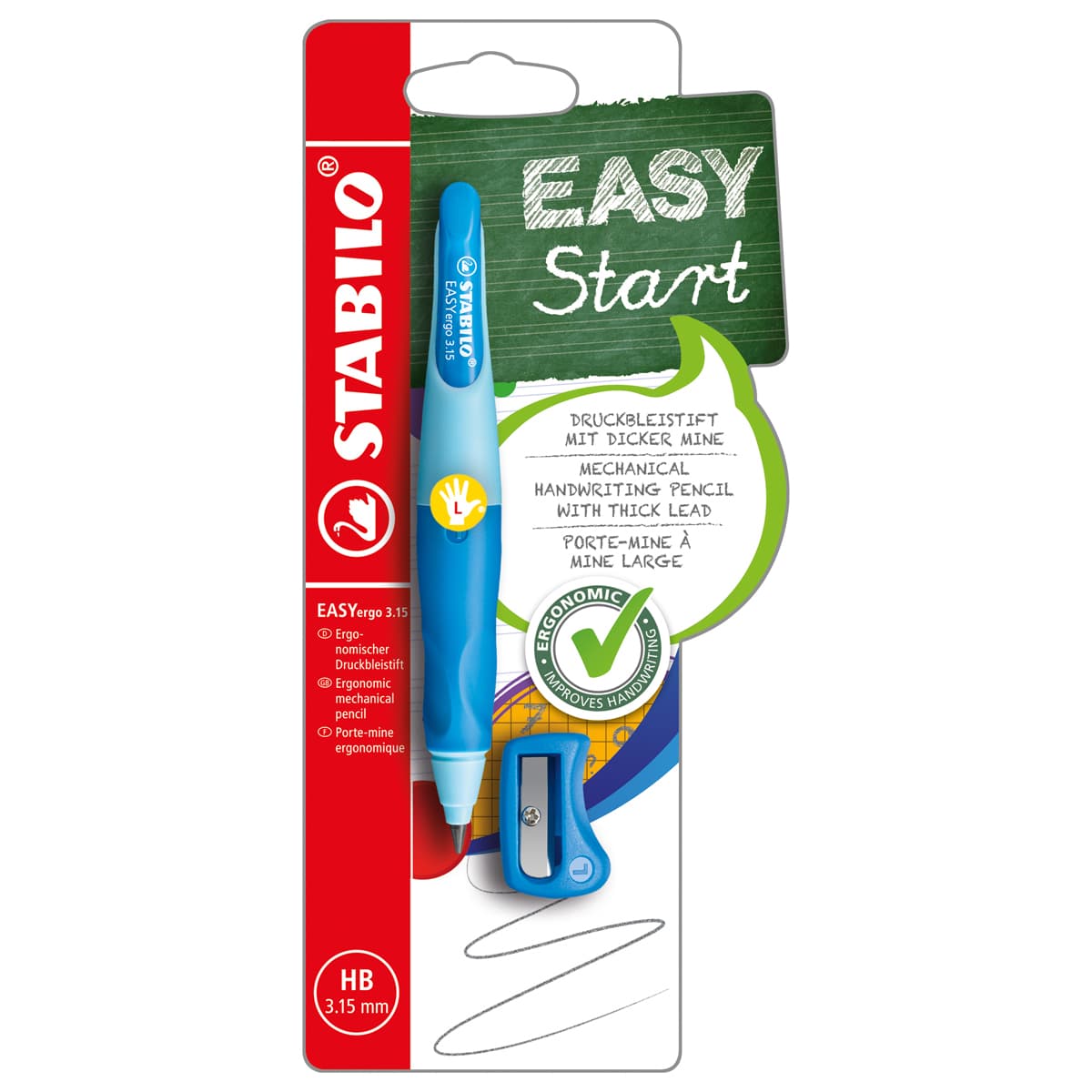 EASYergo Mechanical Pencils Left-Handed Light Blue/Dark Blue - Peggable