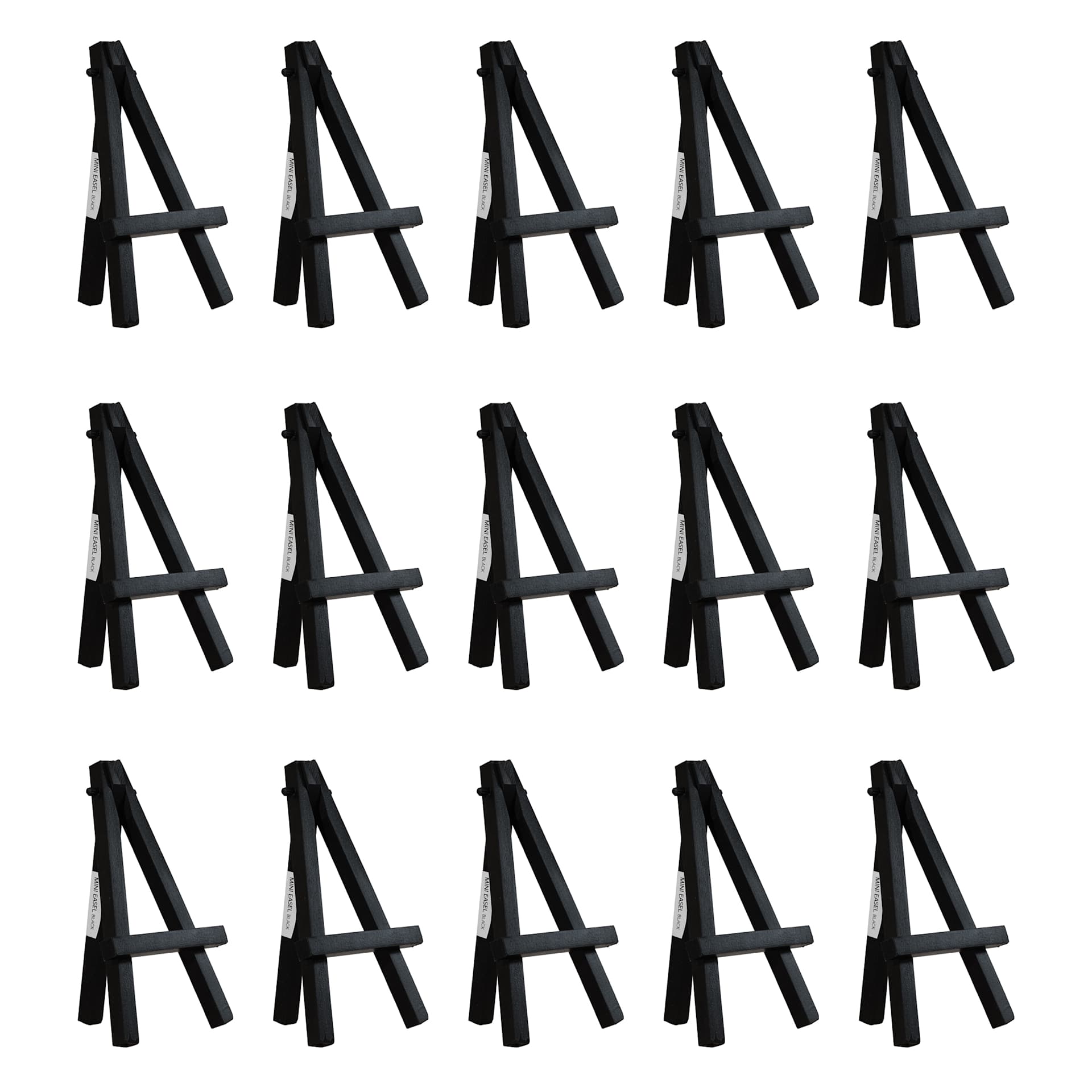 Hello, Artist! Mini Easel, Black, Pkg of 15, 5” x 2.75”