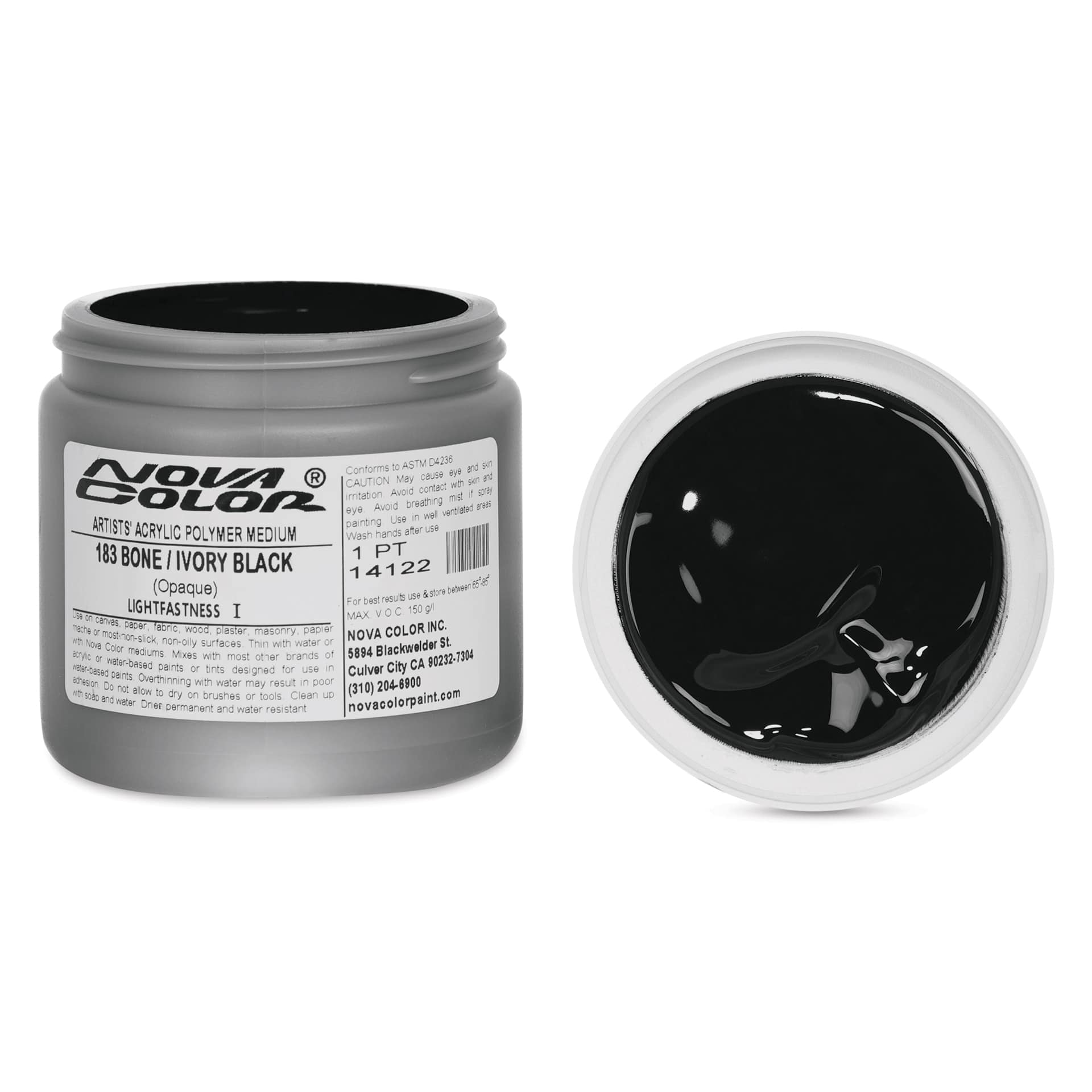 Nova Color Artists’ Acrylic Polymer Paint - Bone/Ivory Black, 473 ml Jar
