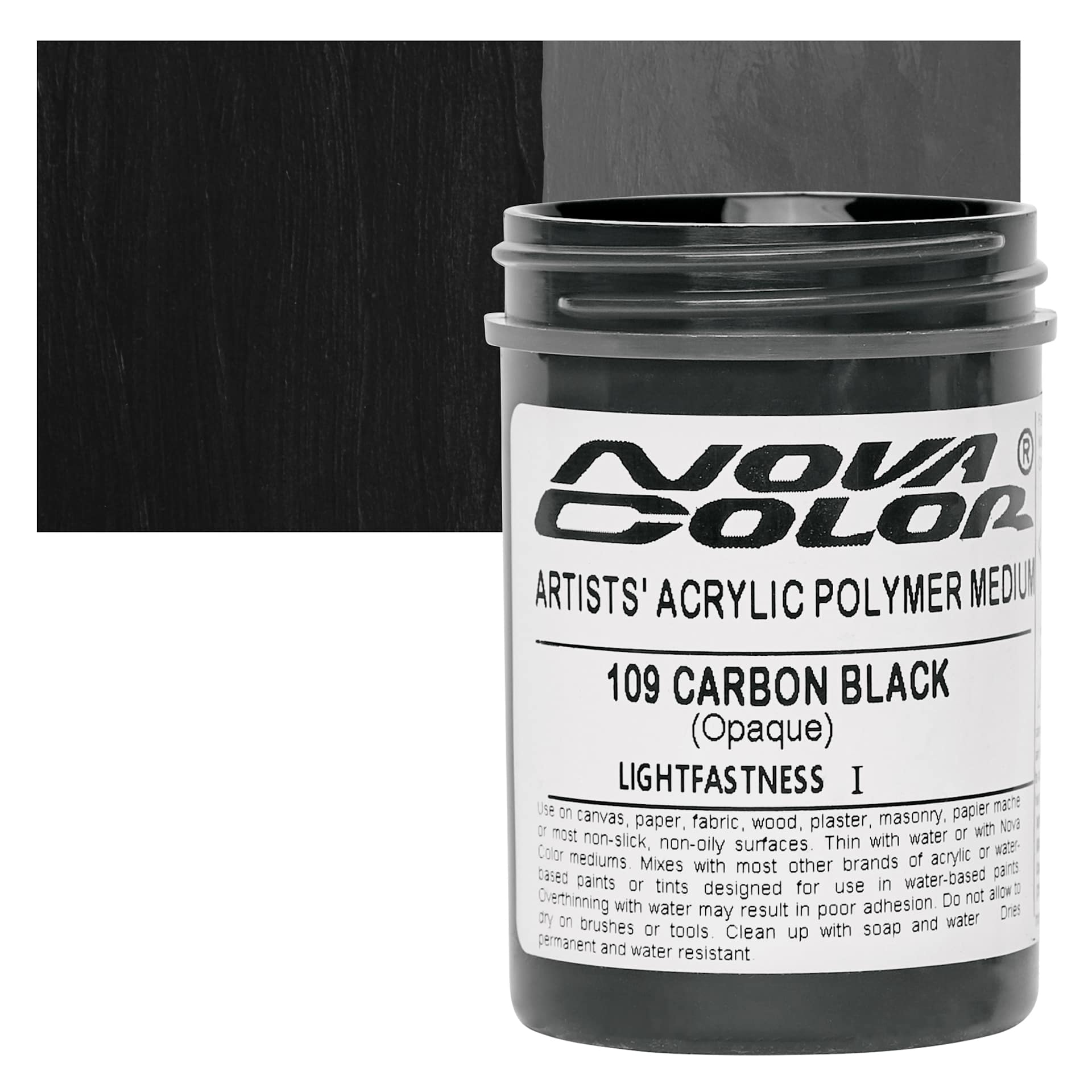 Nova Color Artists' Acrylic Polymer Paint - Carbon Black, 118 ml