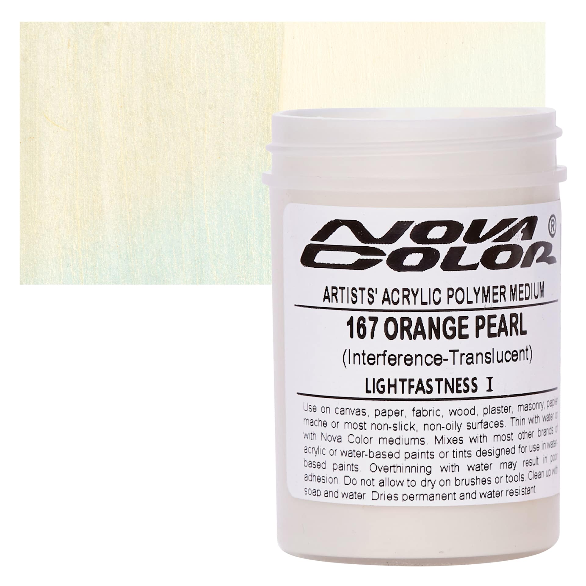 Nova Color Artists’ Acrylic Polymer Paint - Orange Pearl, 118 ml Jar