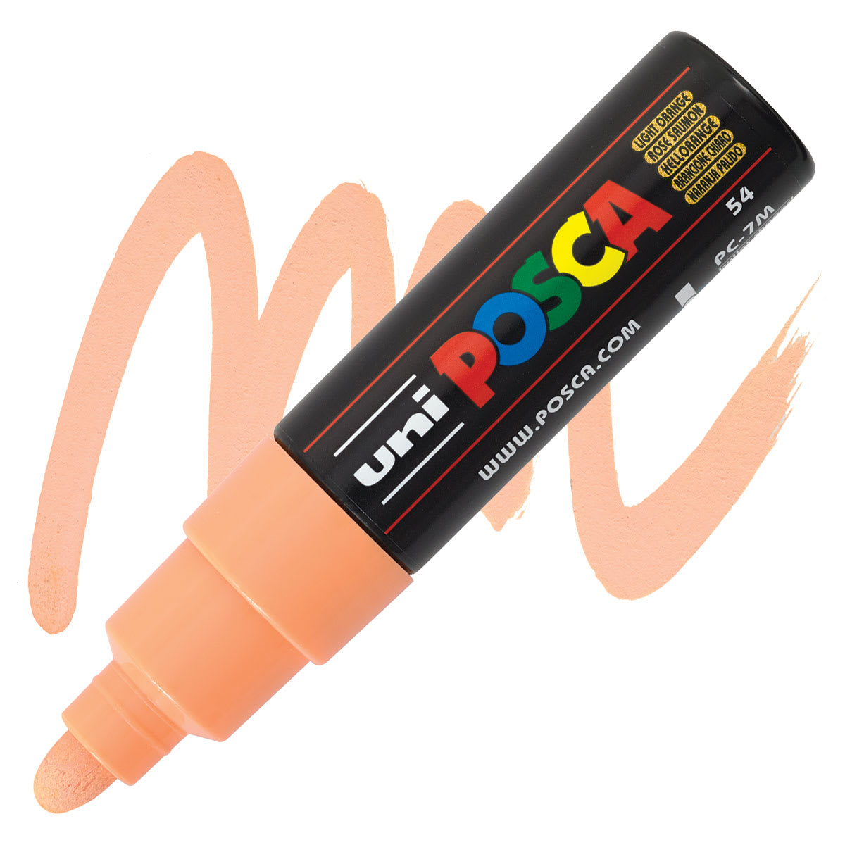 Posca Paint Marker - Light Orange, Broad Bullet Tip, 4.5 mm - 5.5 mm - marker and swatch