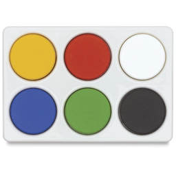 Blick Tempera Cakes - Set of 6, Cakes in Plastic Palette, from above