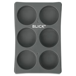 Blick Essentials Empty Tempera Cake Tray - 6 Wells, Medium, Pkg of 12, front of tray