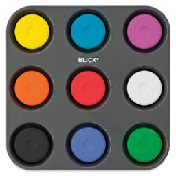 Blick Essentials Tempera Cakes - Set of 9 with Tray, Large, Assorted Colors