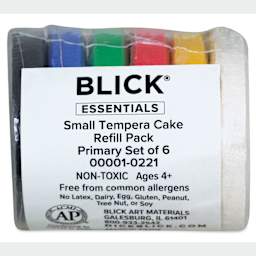 Blick Essentials Tempera Cakes - Set of 6, Small, Primary Colors, packaging