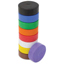 Blick Essentials Tempera Cakes - Set of 9 with Tray, Medium, Classic Colors, cakes stacked with one on the side