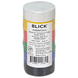 Blick Essentials Tempera Cakes - Set of 6, Medium, Primary Colors, packaging