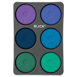 Blick Essentials Tempera Cakes - Set of 6 with Tray, Large, Cool Colors
