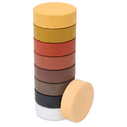 Blick Essentials Tempera Cakes - Set of 9 with Tray, Large, Portrait Colors, stack of cakes with one on the side