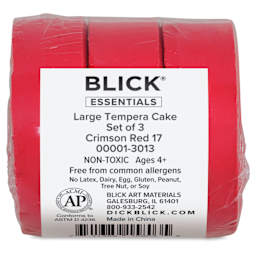 Pkg of 3 Large Crimson Red Blick Essentials Tempera Cakes wrapped with label