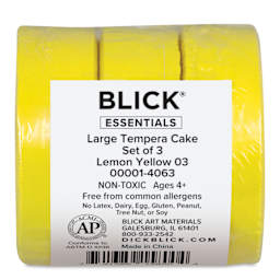 Large Lemon Yellow Blick Essentials Tempera Cakes wrapped with label