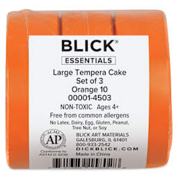 Large Orange Blick Essentials Tempera Cakes wrapped with label