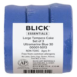 Large Ulramarine Blue Blick Essentials Tempera Cakes wrapped with label
