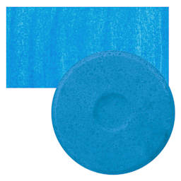 Blick Essentials Tempera Cake - Fluorescent Blue, Large cake and swatch