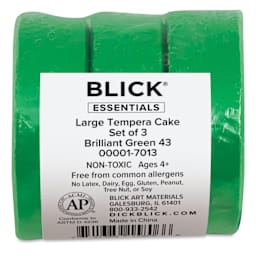 Large Brilliant Green Blick Essentials Tempera Cakes wrapped with label