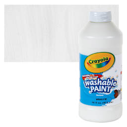Crayola Washable Paint - White, 16 oz bottle and swatch