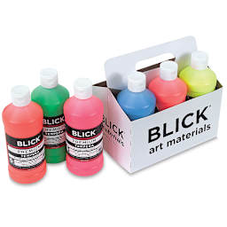 Blick Premium Grade Tempera - Set of 6 Fluorescent Colors, Pints