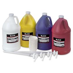 Blick Premium Grade Tempera - Set of 4, Basic Color Pump Kit, Gallons