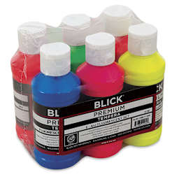 Blick Premium Grade Tempera - Set of 6, Fluorescent Colors, 4 oz