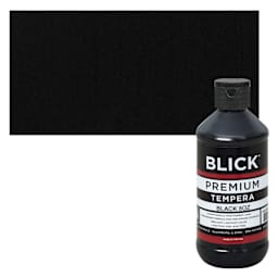Blick Premium Grade Tempera - Black, 8 oz bottle and swatch