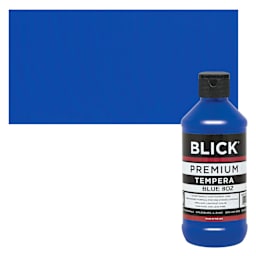 Blick Premium Grade Tempera - Blue, 8 oz bottle and swatch