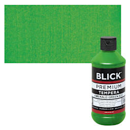 Blick Premium Grade Tempera - Emerald Green, 8 oz bottle and swatch