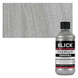 Blick Premium Grade Tempera - Silver, 8 oz bottle and swatch
