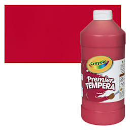 Crayola Premier Tempera - Red, 32 oz bottle and swatch