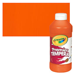 Crayola Premier Tempera - Orange, 16 oz bottle and swatch