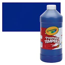 Crayola Premier Tempera - Blue, 32 oz bottle and swatch