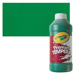 Crayola Premier Tempera - Green, 16 oz bottle and swatch