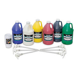 Blick Student Tempera Paints - Set of 6, Pump Kit, Basic Colors, Half Gallon