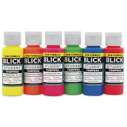 Blick Student Tempera Paints - Set of 6, Fluorescent Colors, 2 oz