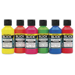 Blick Student Tempera Paints - Set of 6, Fluorescent Colors, 4 oz