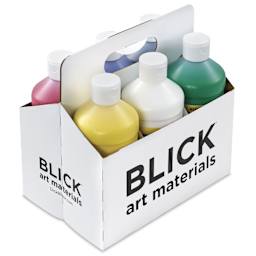 Blick Student Tempera Paints - Set of 6, Basic Colors, Pint, paint in carrier