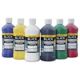 Blick Student Tempera Paints - Set of 6, Basic Colors, Pint, out of packaging