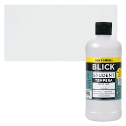 Blick Student Tempera Paint -  White, 16 oz bottle and swatch