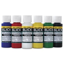 Blick Student Tempera Paints - Set of 6, Basic Colors, 2 oz, set contents