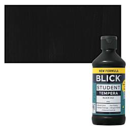 Blick Student Tempera Paint - Black, 8 oz bottle and swatch