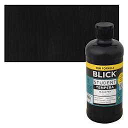 Blick Student Tempera Paint - Black, 16 oz bottle and swatch