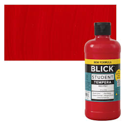 Blick Student Tempera Paint - Red, 16 oz bottle and swatch
