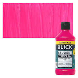 Blick Student Tempera Paint - Fluorescent Pink, 8 oz Bottle and swatch