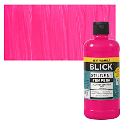 Blick Student Tempera Paint - Fluorescent Pink, 16 oz Bottle and swatch