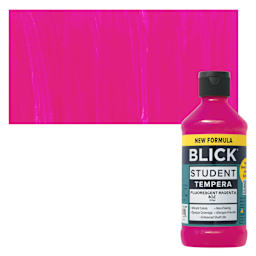 Blick Student Tempera Paint - Fluorescent Magenta, 8 oz Bottle and swatch