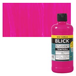 Blick Student Tempera Paint - Fluorescent Magenta, 16 oz Bottle and swatch
