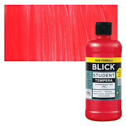 Blick Student Tempera Paint - Fluorescent Red, 16 oz Bottle and swatch