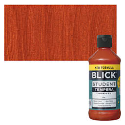 Blick Student Tempera Paint - Cinnamon, 8 oz bottle and swatch