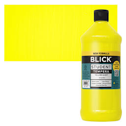 Blick Student Tempera Paint - Yellow, 32 oz bottle and swatch